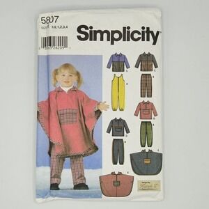 Simplicity 5807  sz 1/2 1 2 3 4 toddler jumpsuit pants jacket pullover poncho‎